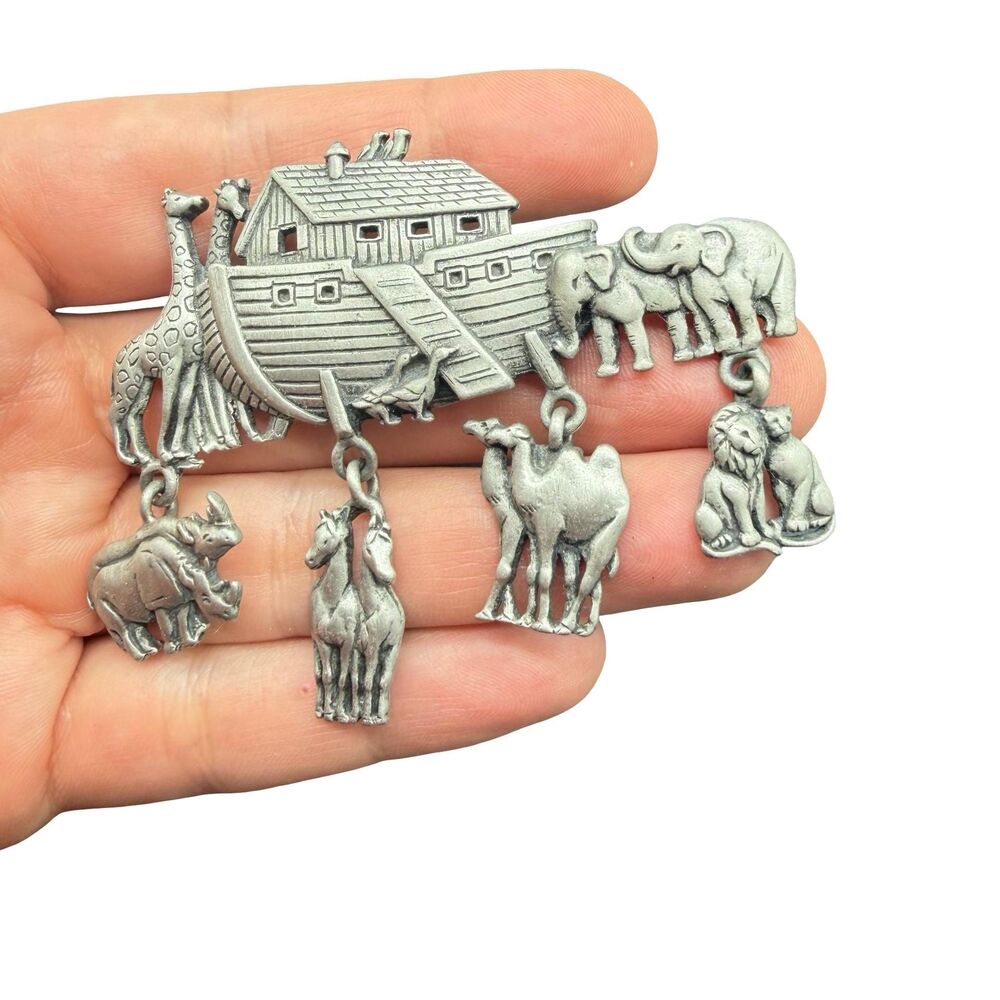 Vintage Jewelry JJ Noah’s Ark Brooch Christian Pin